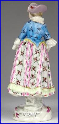 Rare Antique FRENCH WOMAN FLOWER SELLER IN HAT PORCELAIN FIGURINE Height 12 CM