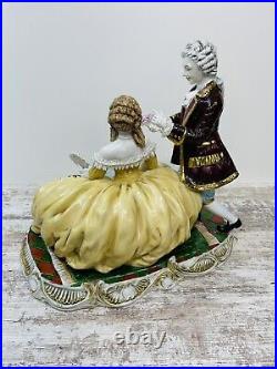 Rare Dresden Porcelain Gild Victorian Couple Borzoi Dog Large 1950's 17' Rare Dresden Porcelain Gild Victorian Couple Borzoi Dog Large 1950's 17'