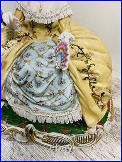 Rare Dresden Porcelain Gild Victorian Couple Borzoi Dog Large 1950's 17' Rare Dresden Porcelain Gild Victorian Couple Borzoi Dog Large 1950's 17'