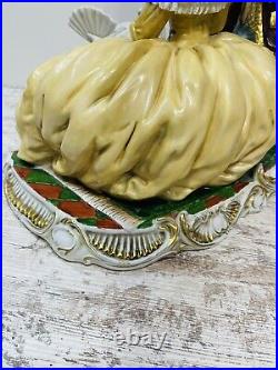 Rare Dresden Porcelain Gild Victorian Couple Borzoi Dog Large 1950's 17' Rare Dresden Porcelain Gild Victorian Couple Borzoi Dog Large 1950's 17'