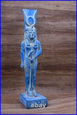Rare Egyptian statue of goddess Hathor large statue blue stone, made in Egypt