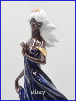 Rare Elegant Collection Porcelain Black Flower Girl Cobalt Blue sculpture 17 Rare Elegant Collection Porcelain Black Flower Girl Cobalt Blue sculpture 17
