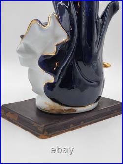 Rare Elegant Collection Porcelain Black Flower Girl Cobalt Blue sculpture 17 Rare Elegant Collection Porcelain Black Flower Girl Cobalt Blue sculpture 17