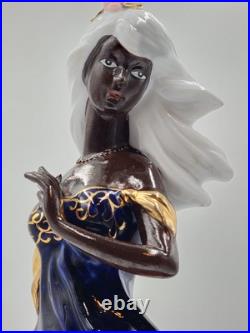 Rare Elegant Collection Porcelain Black Flower Girl Cobalt Blue sculpture 17 Rare Elegant Collection Porcelain Black Flower Girl Cobalt Blue sculpture 17