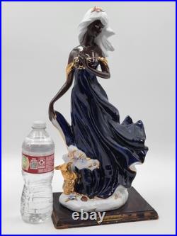 Rare Elegant Collection Porcelain Black Flower Girl Cobalt Blue sculpture 17 Rare Elegant Collection Porcelain Black Flower Girl Cobalt Blue sculpture 17