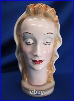Rare Goldscheider 12.5h Bust Of Woman In Lacy Blue Scarf