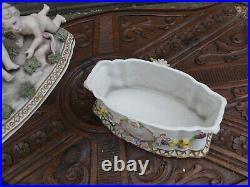 Rare Italian Bassano marked porcelain box putti cherub portrait medaillons