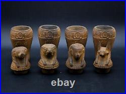 Rare Set of four canopic jars organs Sculpture ancient Egyptian art heavy stone