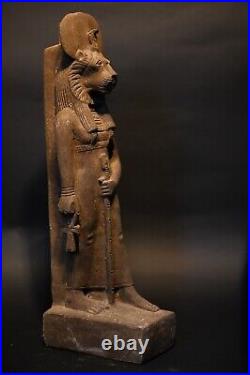 Rare Statue of Egyptian goddess Sekhmet standing, lady of war made in Egypt