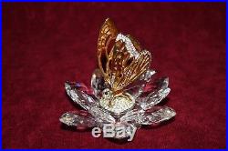 Rare Swarovski Crystal Gold Butterfly Figurine 7551 NR100 with Box & Certificate