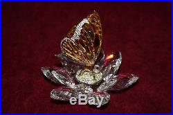 Rare Swarovski Crystal Gold Butterfly Figurine 7551 NR100 with Box & Certificate