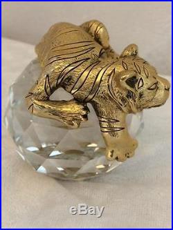 Rare Vintage Strass Collection Swarovski Crystal Trimlite Gold Tiger Paperweight