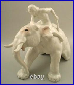 Rare figure group with mahout and elephant. Bing & Grondahl. Approx. 1920