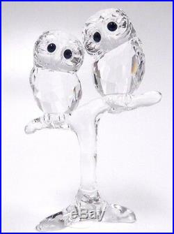 Retired Baby Owls Adorable Birds On Branch Clear Swarovski Crystal 5249263