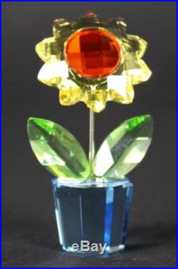 Retired Signed Swarovski Austria Happy Flower Sunflower Crystal Figurine NR TTO