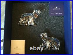 Retired Swarovski Crystal POLAR BEAR CUBS MOONLIGHT Figurine #1079156 MIB withCOA