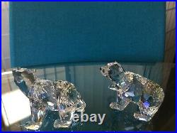 Retired Swarovski Crystal POLAR BEAR CUBS MOONLIGHT Figurine #1079156 MIB withCOA