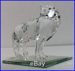 Retired Swarovski Crystal Wolf Multifaceted Art Glass Signed Figurine MINT w Box