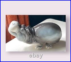 Retro Hippo Figurine Porcelain Sculpture Italy