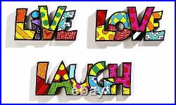 Romero Britto Live Love Laugh Word Art Set Authentic