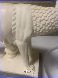 Romulus and Remus suckling wolf statue. Marble Base Signed Santini
