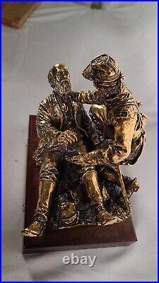 Ron Tunison Sculpture 1993 146/1000 Friend to Friend Masonic 24k Gold Plated