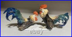 Rosenthal fighting Roosters Cockerel Bird Figurine German Porcelain AS IS