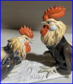 Rosenthal fighting Roosters Cockerel Bird Figurine German Porcelain AS IS