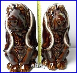 Roy Craft Pair of Large Hound Dogs Vintage 70's Ceramic Statues Chocolate Brown
