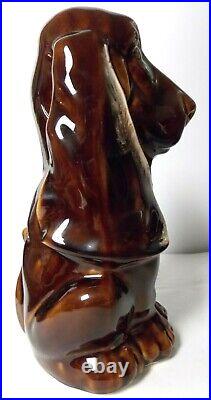 Roy Craft Pair of Large Hound Dogs Vintage 70's Ceramic Statues Chocolate Brown