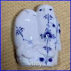Royal Copenhagen Blue Palmette Owl Pair Figurine #077 Hand-Painted ALX Signed Royal Copenhagen Blue Palmette Owl Pair Figurine #077 Hand-Painted ALX Signed