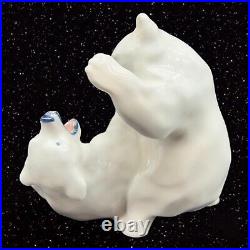 Royal Copenhagen Denmark Porcelain Polar Bear Cubs Sculpture Figurine 1107