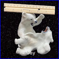 Royal Copenhagen Denmark Porcelain Polar Bear Cubs Sculpture Figurine 1107