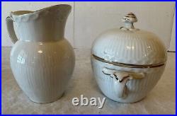 Royal Copenhagen White Duck 1192 Porcelain Figurine, And Cream Sugar Set VTG