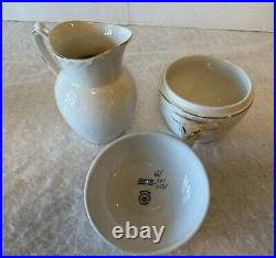Royal Copenhagen White Duck 1192 Porcelain Figurine, And Cream Sugar Set VTG