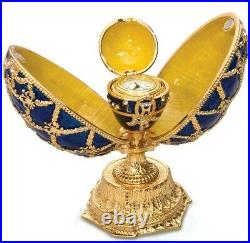 Russian Easter Faberge Egg Replica Double Egg with Clock Made in Russia Gift Box