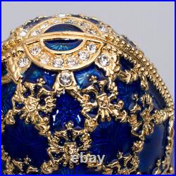 Russian Easter Faberge Egg Replica Double Egg with Clock Made in Russia Gift Box