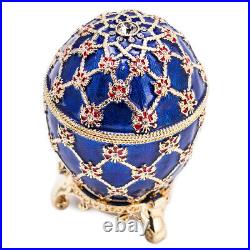 Russian Faberge Egg Replica Jewelry Box Easter Coronation Carriage Blue