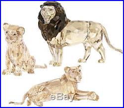 Scs 2016 Lion Akili Annual Limited Mother Cub 3 Pc Signed Swarovski Crystal #set