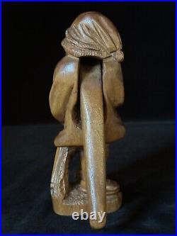 STANDING MAN CARVED NUTCRACKER Pipe & Umbrella Antique Swiss Black Forest c1880