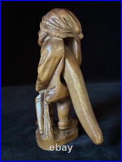 STANDING MAN CARVED NUTCRACKER Pipe & Umbrella Antique Swiss Black Forest c1880