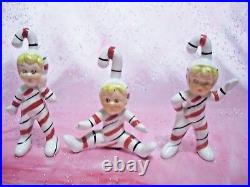 SUPER RARE VTG Christmas Lefton Japan Iridescent Elf Pixie Boy Figurine Set