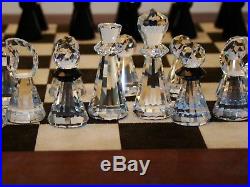 SWAROVSKI Antique Silver Crystal 1986 Chess Set in Pristine Original Condition