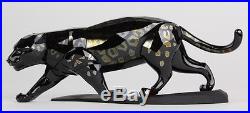 SWAROVSKI Black Jaguar Big Cat Colored Austrian Silver Crystal Figurine SWR NR