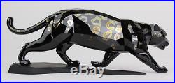 SWAROVSKI Black Jaguar Big Cat Colored Austrian Silver Crystal Figurine SWR NR