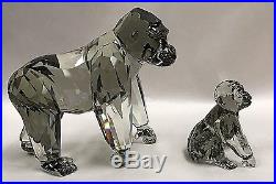 Swarovski Crystal 2009 Mom & Baby Gorilla Ape Sculpture Figurines Set 952504 Mib
