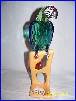 Swarovski Crystal Chrome Green Macaw Bird Figurine New In Box 0685824 Retired