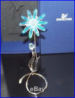 SWAROVSKI CRYSTAL FLOWER Dellaria Aquamarine Figurine NIB BEAUTIFUL
