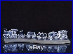 SWAROVSKI CRYSTAL LARGE 6 PC. TRAIN SET With WOOD DISPLAY TRACK With BOXES & COA'S