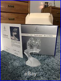 Swarovski Crystal Scs Members Annual 1987 Lovebirds Figurine + Certificate